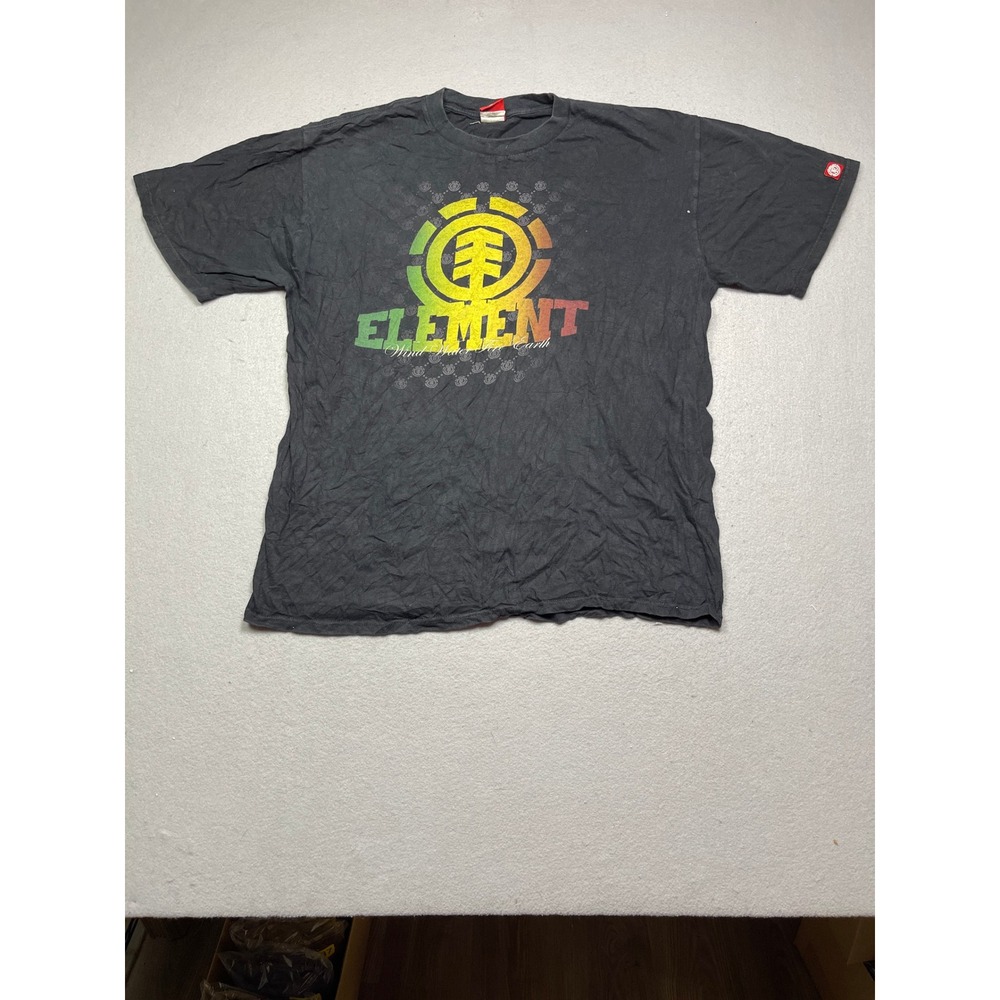 Element T Shirt Cotton Black Rasta Logo XL Mens